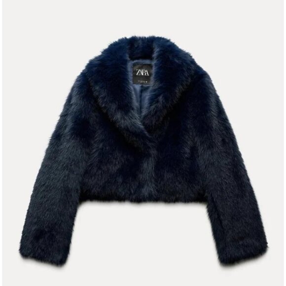 ZARA FAUX FUR SHORT COAT - Picture 1 of 6